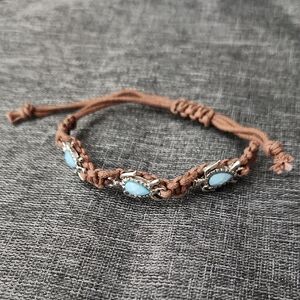 Brown Macrame Blue Turtle Bracelet